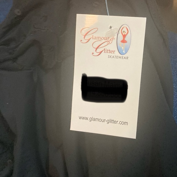 New Unworn Black and Sequined Figure Skating Costume with Matching Scrunchie - Picture 9 of 11